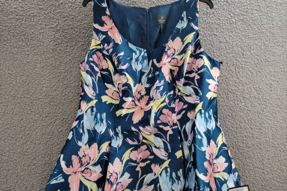 Adrianna Papell Plus Mikado High Low Fit & Flare Dress Womens 18W Multi Back Zip