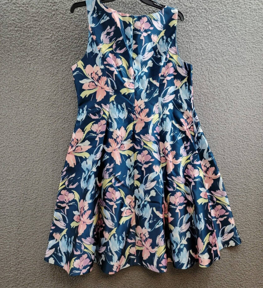 Adrianna Papell Plus Mikado High Low Fit & Flare Dress Womens 18W Multi Back Zip