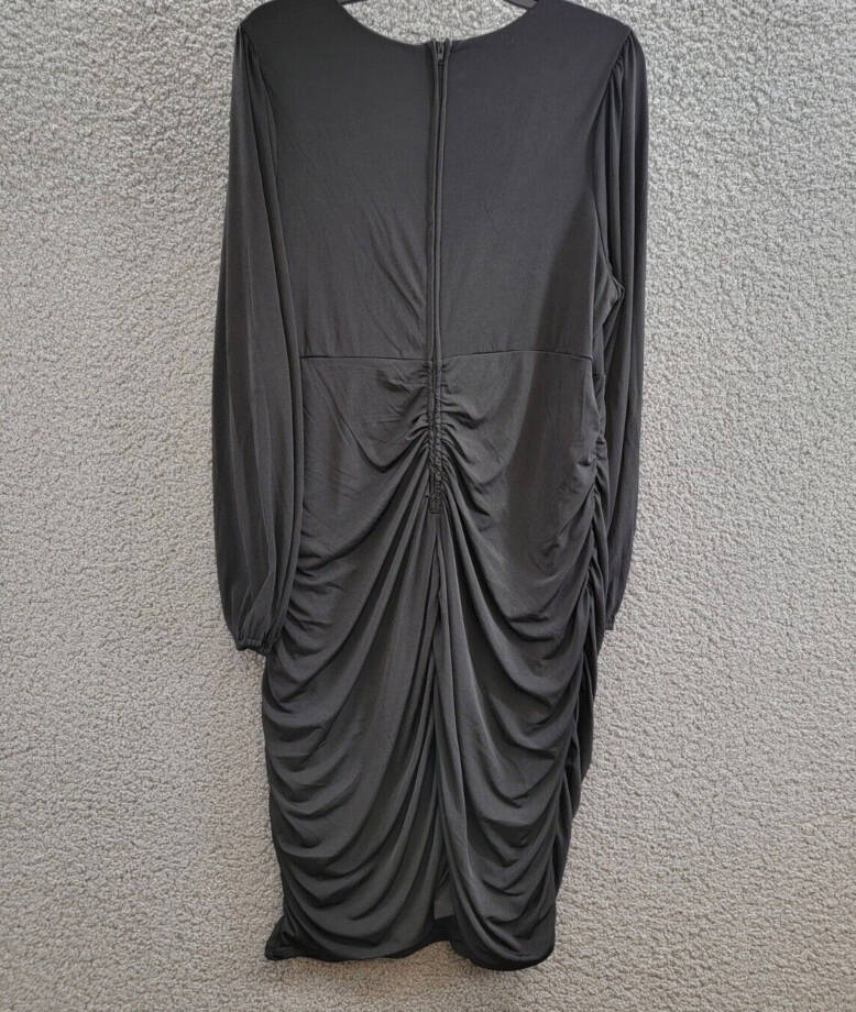 Emerald Sundae Trendy Plus Size Ruched Bodycon Dress Women's 18 Black Back Zip
