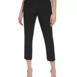 Calvin Klein X-Fit Cropped Slim Leg Pants Women's 0 Black Solid Elastic Waist
