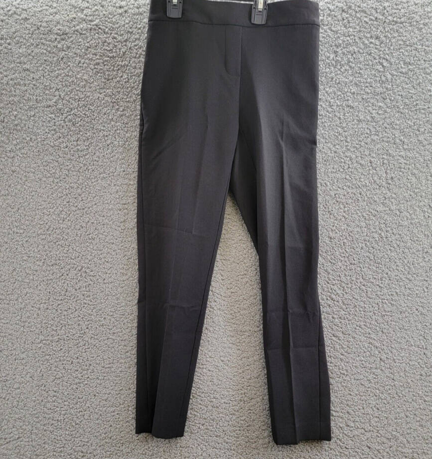Calvin Klein X-Fit Cropped Slim Leg Pants Women's 0 Black Solid Elastic Waist