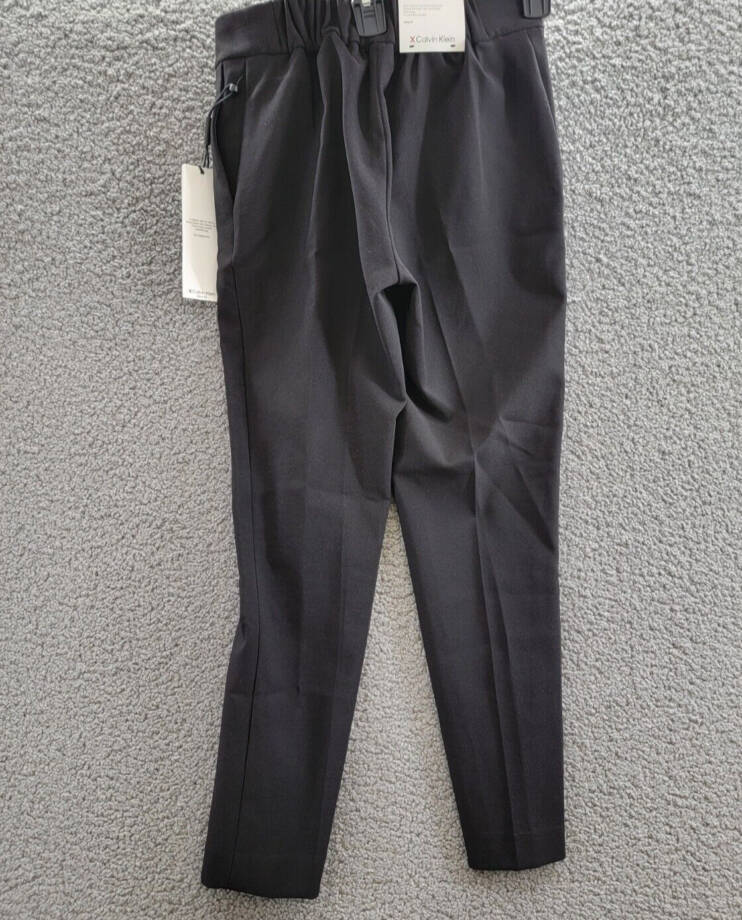 Calvin Klein X-Fit Cropped Slim Leg Pants Women's 0 Black Solid Elastic Waist