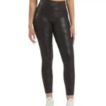 Reebok Lux Faux Leather High Rise Leggings Women's M Black Elastic Waist Pull On