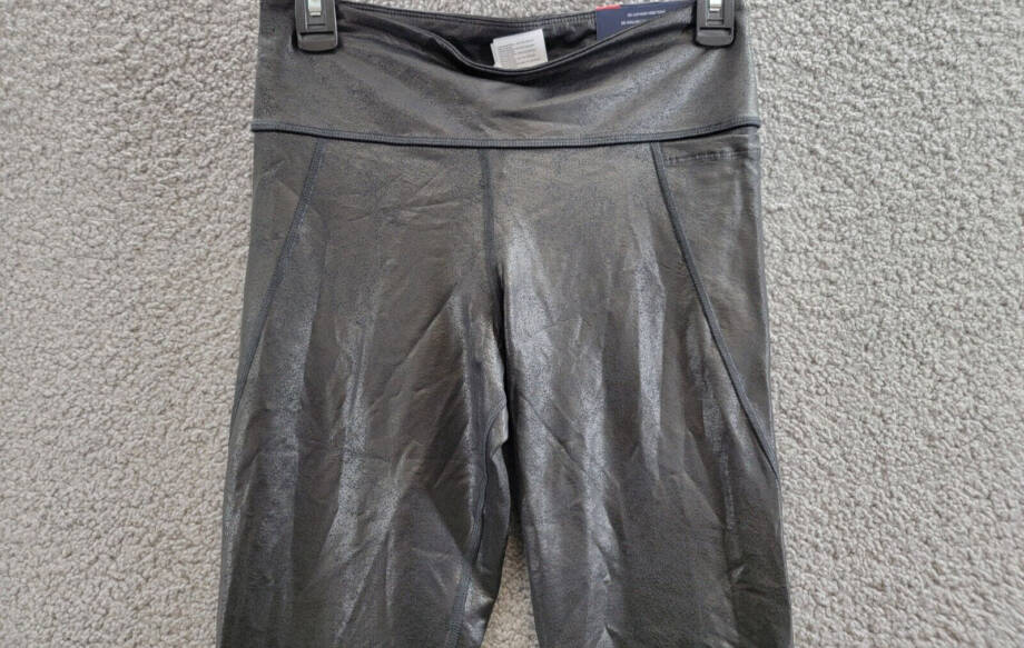 Reebok Lux Faux Leather High Rise Leggings Women's M Black Elastic Waist Pull On