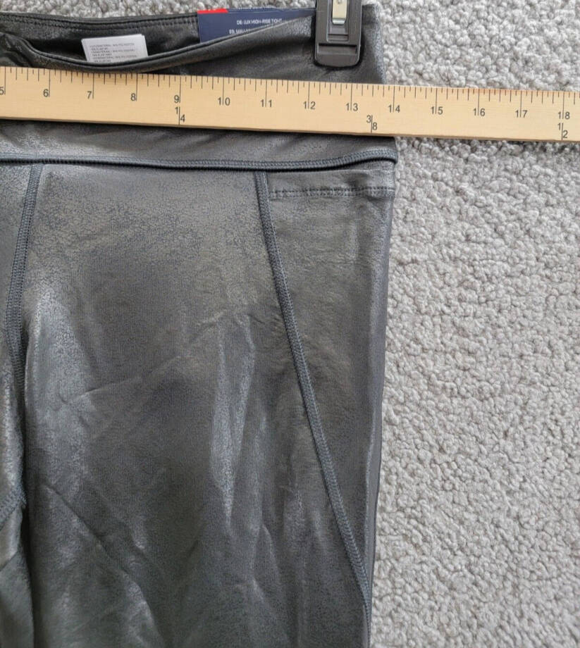 Reebok Lux Faux Leather High Rise Leggings Women's M Black Elastic Waist Pull On