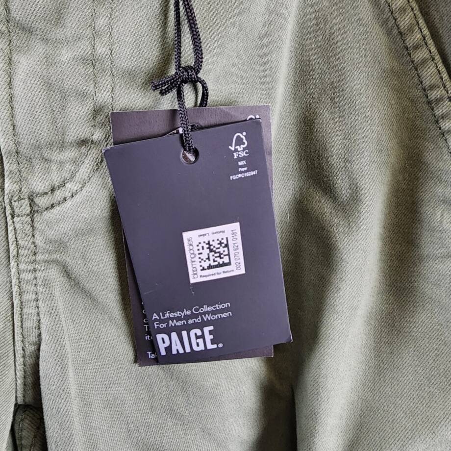 Paige Jolie Skinny Cargo Pants Women's 24 Vintage Ivy Green Zip/Button Closure