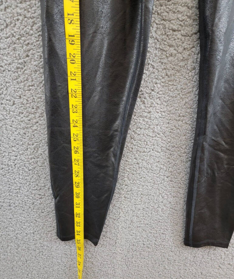 Reebok Lux Faux Leather High Rise Leggings Women's M Black Elastic Waist Pull On