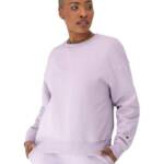 Champion Powerblend Fleece Crewneck Sweatshirt Women's S Morning Dew Purple L/S