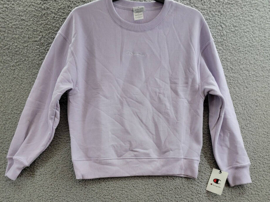 Champion Powerblend Fleece Crewneck Sweatshirt Women's S Morning Dew Purple L/S
