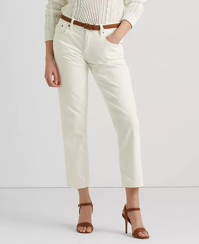 Lauren Ralph Lauren Relaxed Tapered Ankle Jeans Women's 16 White Wash Zip Fly~