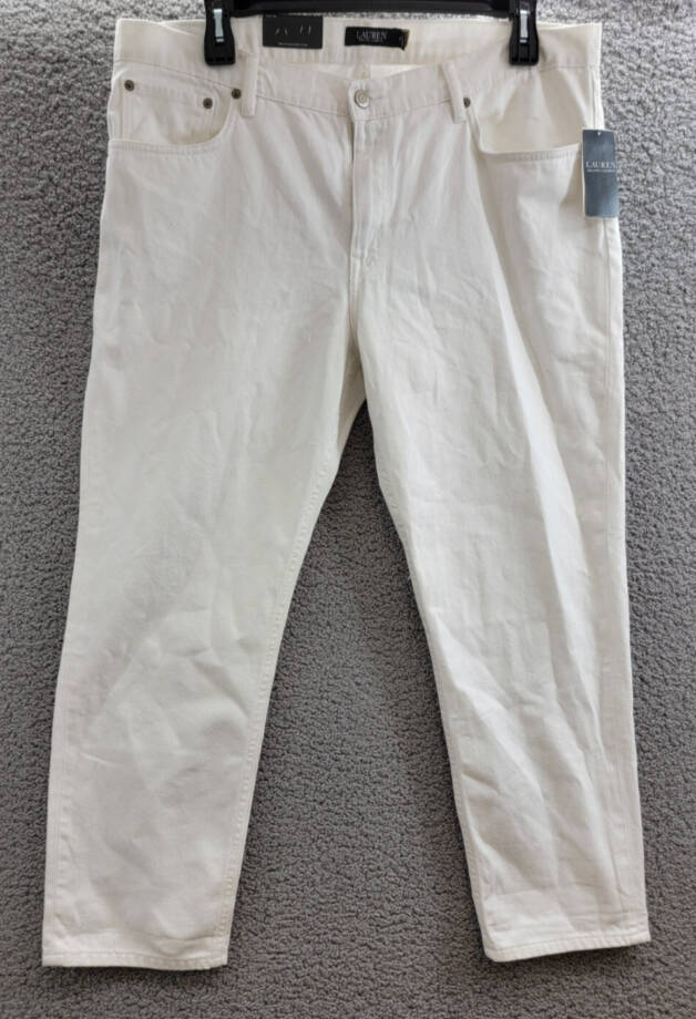 Lauren Ralph Lauren Relaxed Tapered Ankle Jeans Women's 16 White Wash Zip Fly~