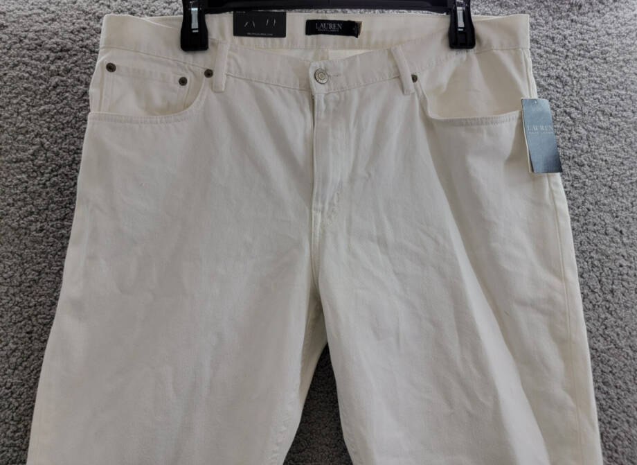 Lauren Ralph Lauren Relaxed Tapered Ankle Jeans Women's 16 White Wash Zip Fly~