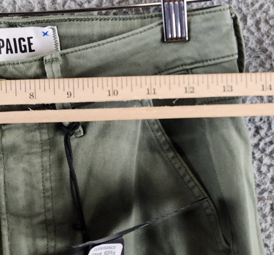 Paige Jolie Skinny Cargo Pants Women's 24 Vintage Ivy Green Zip/Button Closure