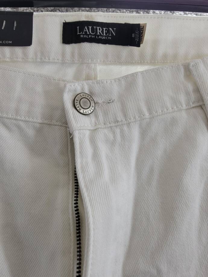Lauren Ralph Lauren Relaxed Tapered Ankle Jeans Women's 16 White Wash Zip Fly~
