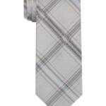 Calvin Klein Silk Slim Plaid Tie Men's One Size Gray Blue Pointed Design