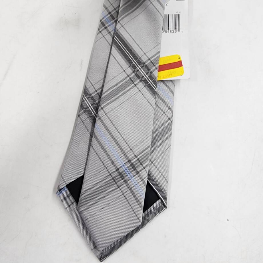 Calvin Klein Silk Slim Plaid Tie Men's One Size Gray Blue Pointed Design