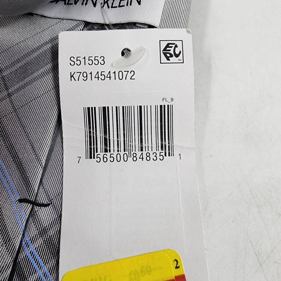 Calvin Klein Silk Slim Plaid Tie Men's One Size Gray Blue Pointed Design