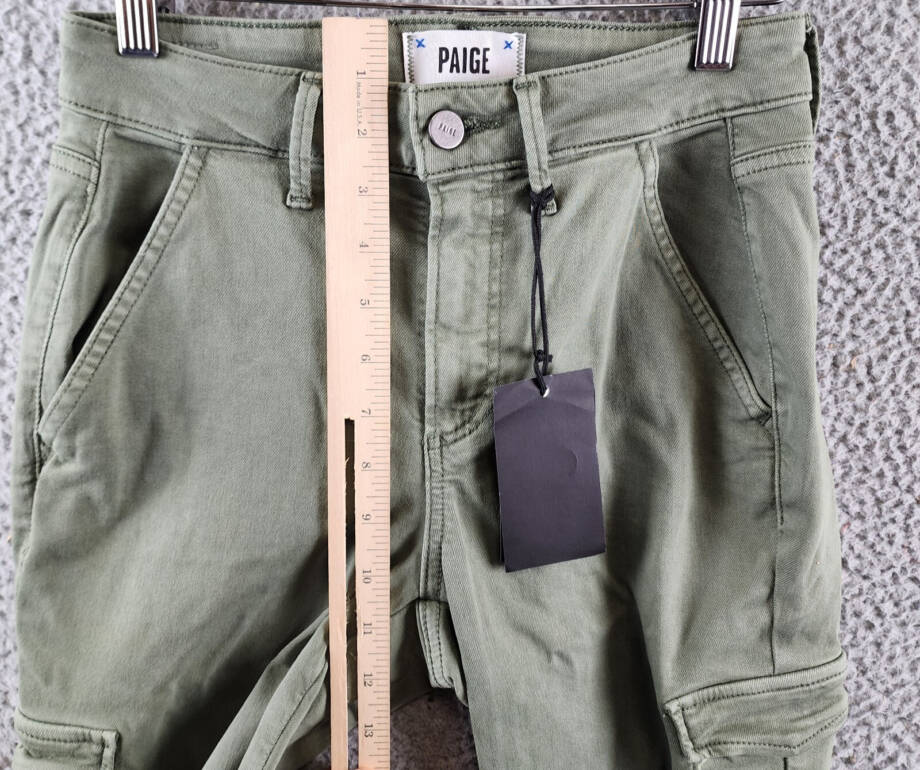 Paige Jolie Skinny Cargo Pants Women's 24 Vintage Ivy Green Zip/Button Closure