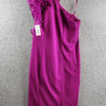 Marina Ruffled One Shoulder Sleeveless Sheath Dress Women's 4 Magenta Side Zip