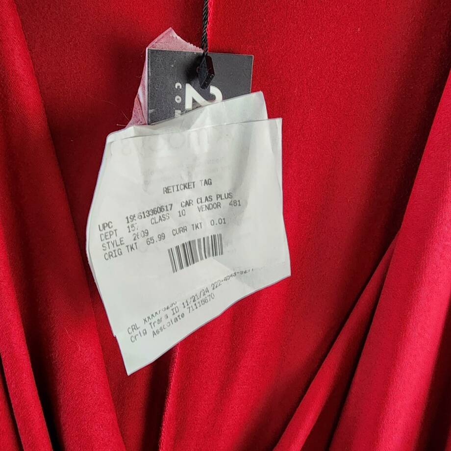 24seven Comfort Apparel Plus Size Wrap Dress Women's 1x Red 3/4 Sleeves Pullover