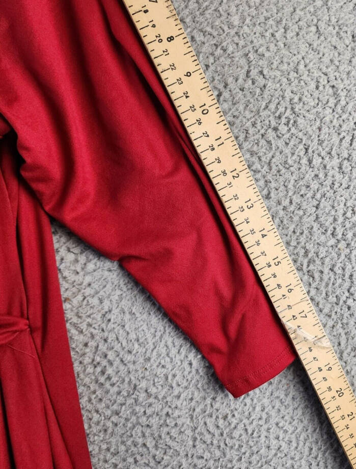 24seven Comfort Apparel Plus Size Wrap Dress Women's 1x Red 3/4 Sleeves Pullover