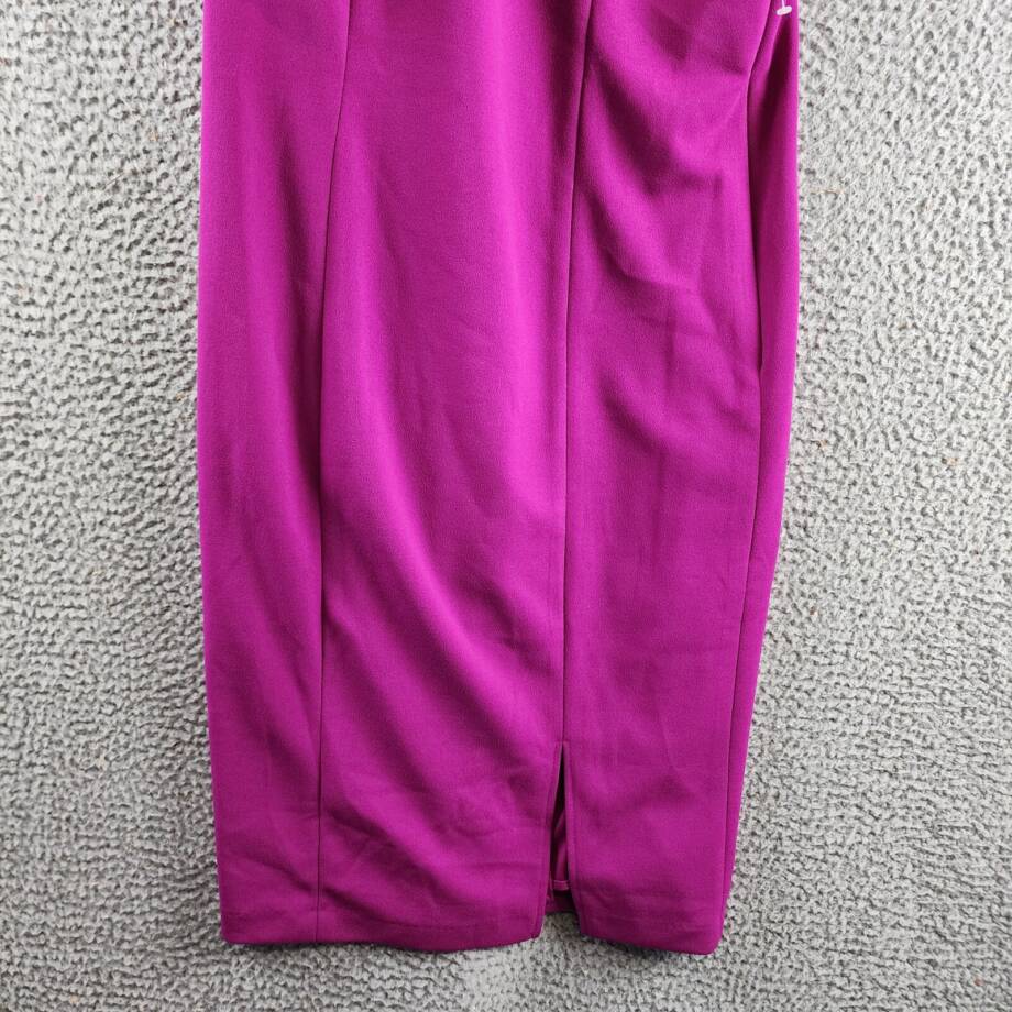 Marina Ruffled One Shoulder Sleeveless Sheath Dress Women's 4 Magenta Side Zip