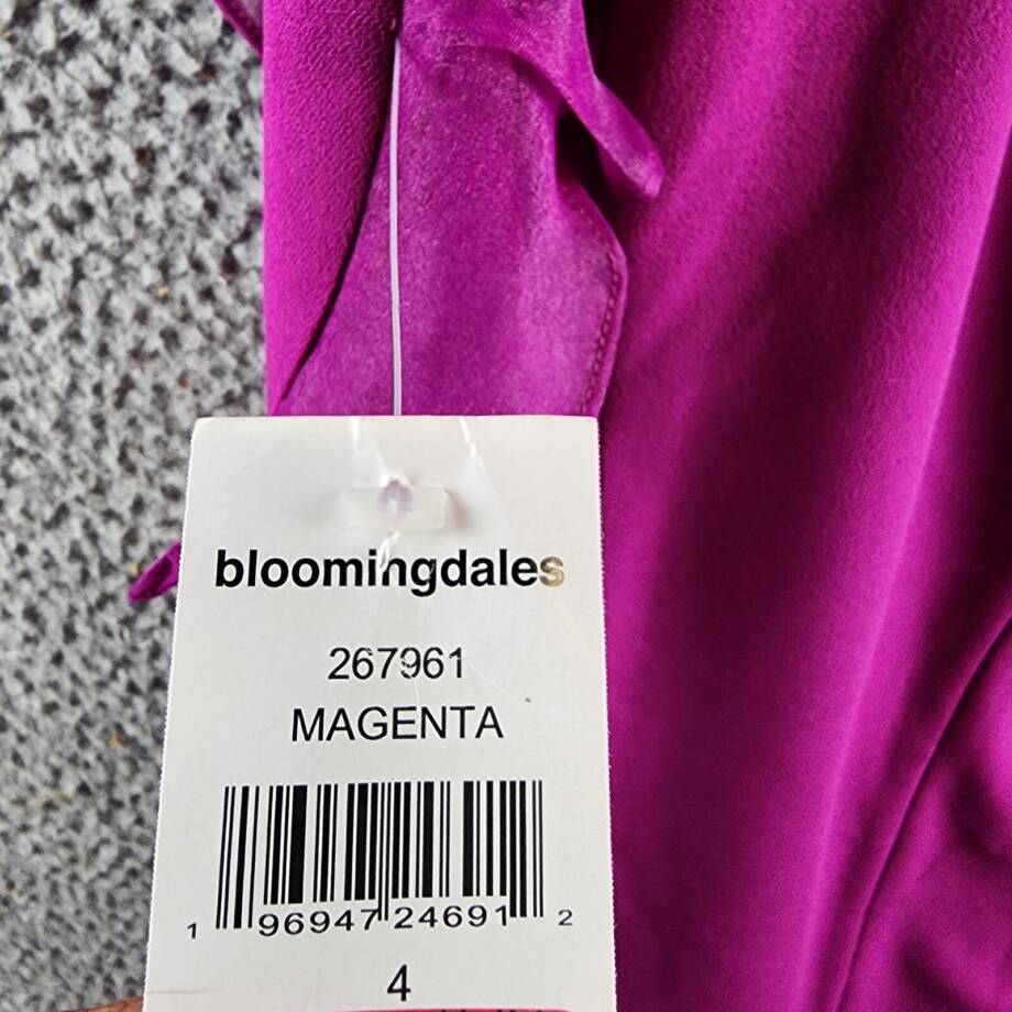 Marina Ruffled One Shoulder Sleeveless Sheath Dress Women's 4 Magenta Side Zip