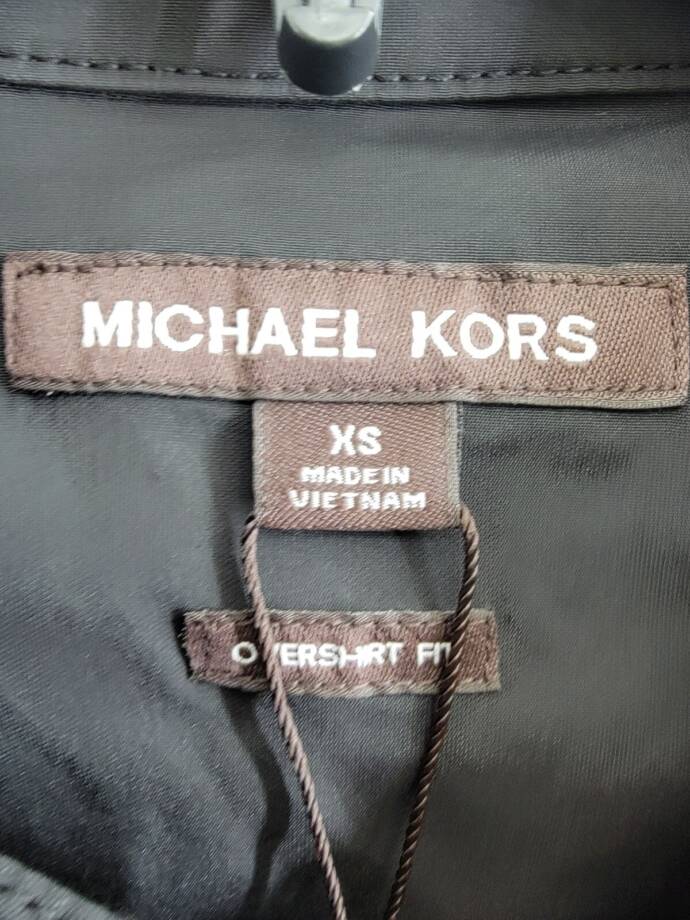 Michael Kors Snap-Front Nylon Shirt Jacket Men's XS Black Pockets Long Sleeve