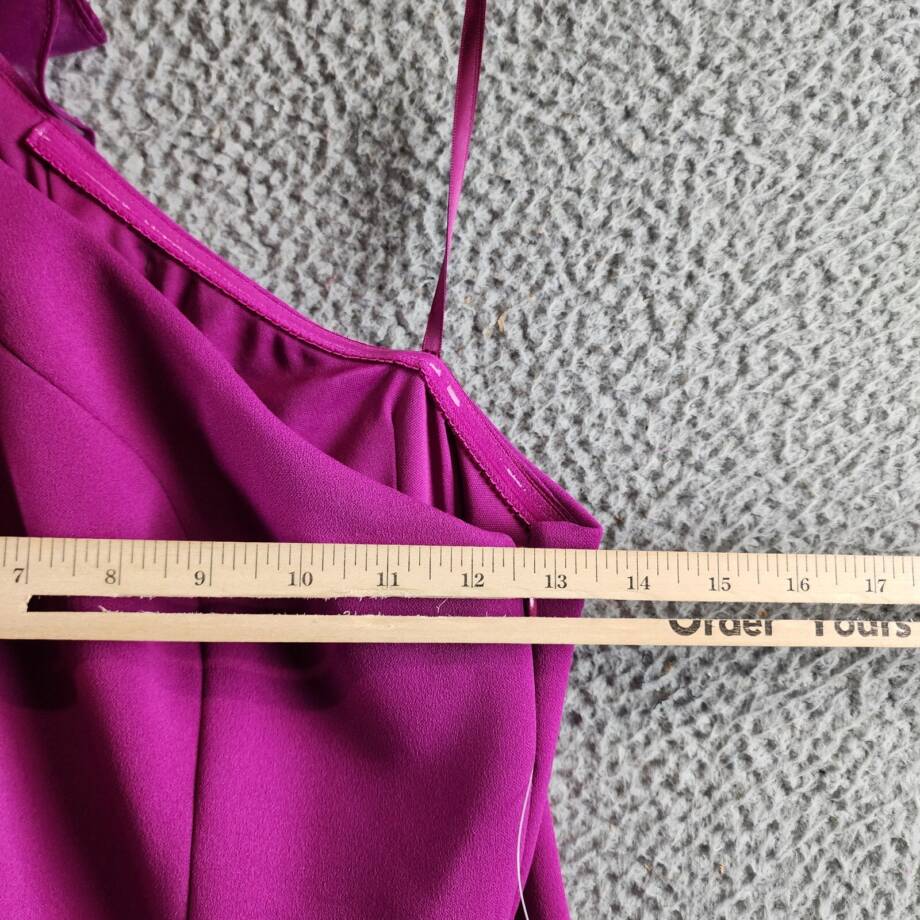 Marina Ruffled One Shoulder Sleeveless Sheath Dress Women's 4 Magenta Side Zip