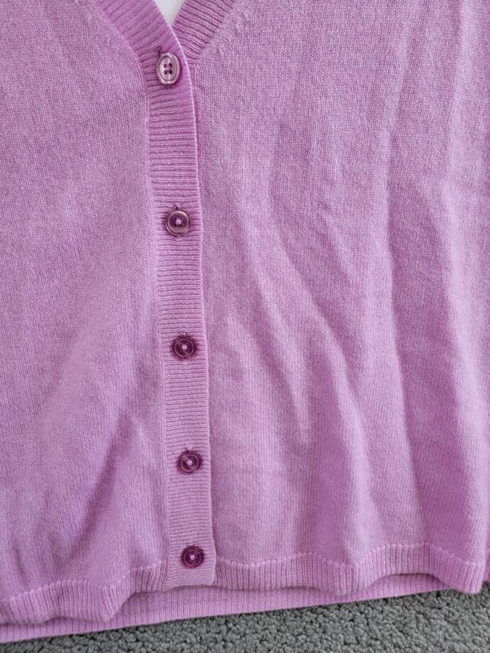 C by Bloomingdale's Cashmere Long Sleeve V-Neck Cardigan Women's M Rose Quartz