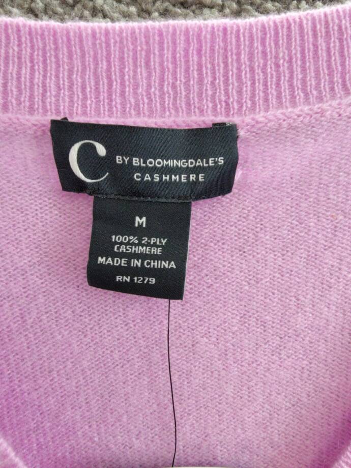 C by Bloomingdale's Cashmere Long Sleeve V-Neck Cardigan Women's M Rose Quartz
