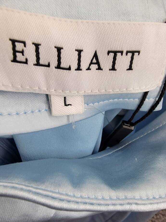 Elliatt Miami Cowl Neck Mini Dress Women's L Light Blue Button Neck Closure