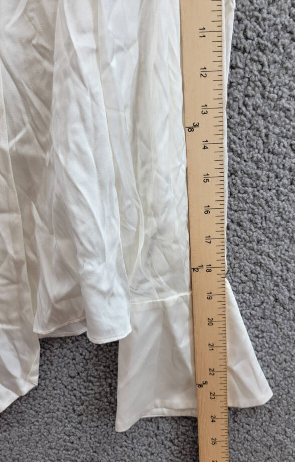 Alice + Olivia Lloyd Stretch Blouse Women's S Off White Round Neck Long Sleeves~