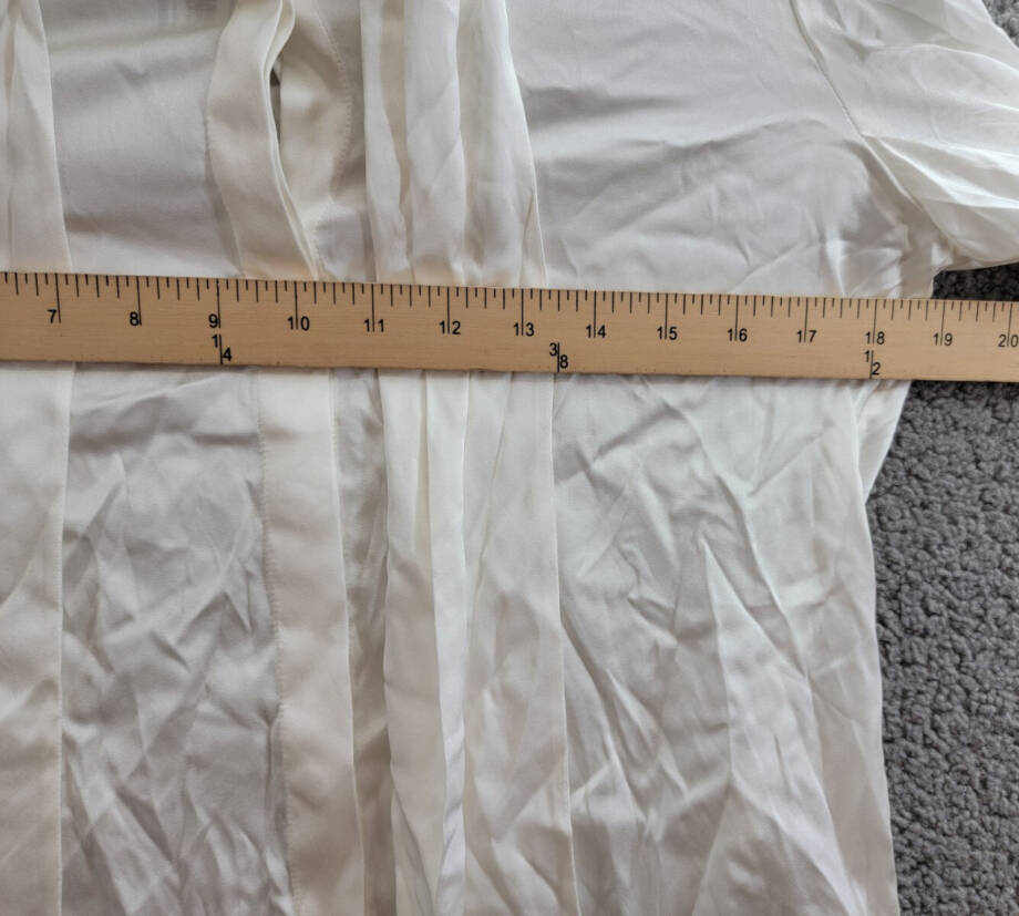 Alice + Olivia Lloyd Stretch Blouse Women's S Off White Round Neck Long Sleeves~
