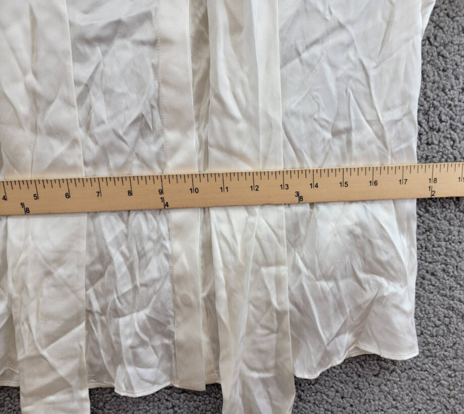 Alice + Olivia Lloyd Stretch Blouse Women's S Off White Round Neck Long Sleeves~