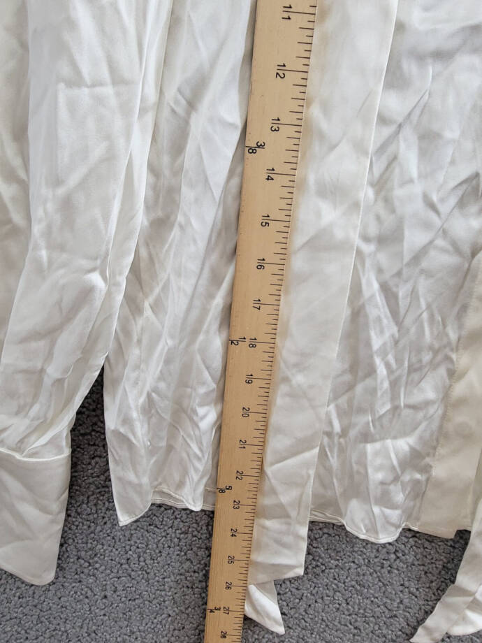 Alice + Olivia Lloyd Stretch Blouse Women's S Off White Round Neck Long Sleeves~