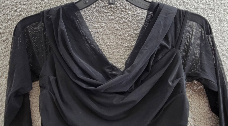 Alice + Olivia Isadola Off-the-Shoulder Ruched Top Women's L Black Long Sleeves~