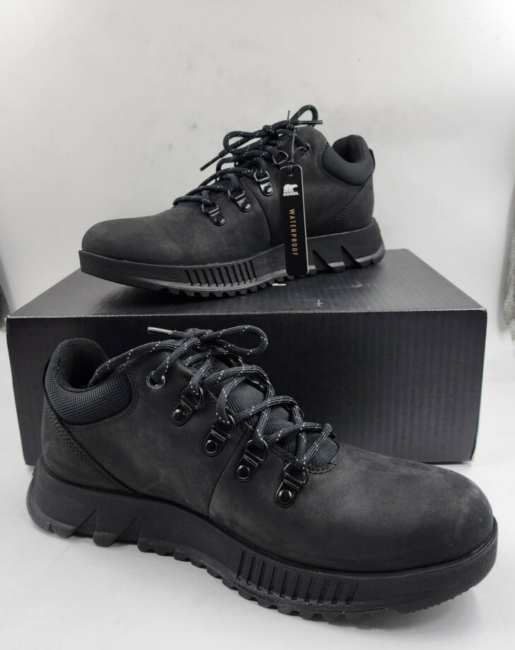 Sorel Mac Hill Lite Hiker Low Waterproof Lace-Up Sneakers Mens 9 Black Round Top