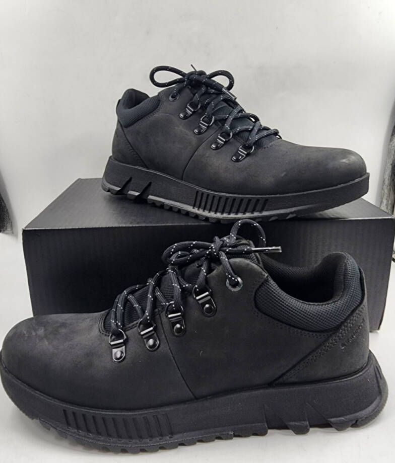 Sorel Mac Hill Lite Hiker Low Waterproof Lace-Up Sneakers Mens 9 Black Round Top