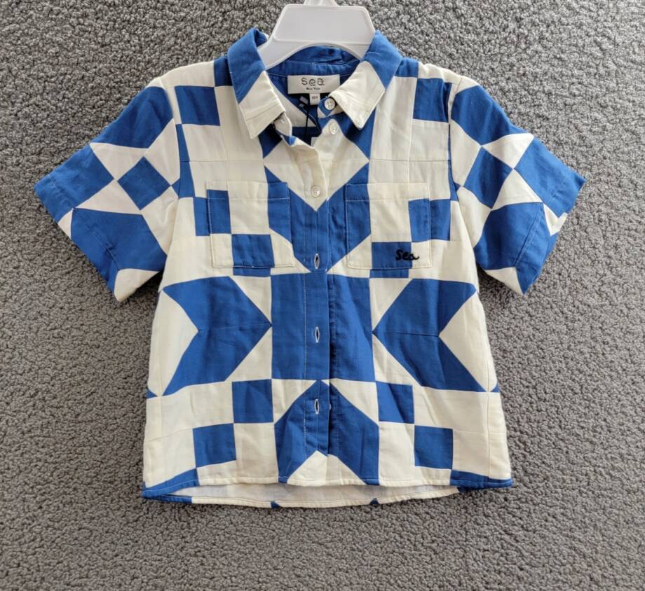 Sea Tanya Cotton Patchwork Button-Down Shirt Big Girls 10Y Multicolor
