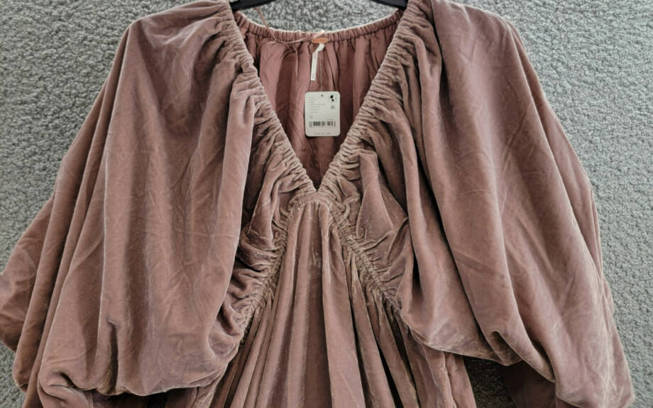 Free People Portia Velvet Mini Dress Women's M Winter Bloom V-Neck 3/4 Sleeve