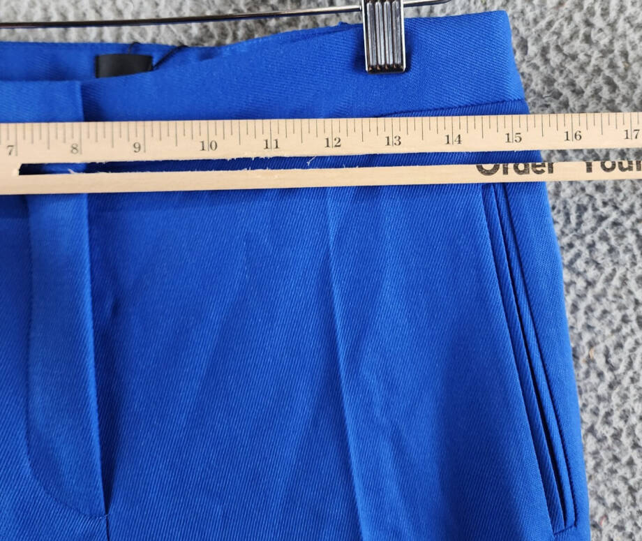 BOSS Talia Wool Blend Flare Leg Pants Women's 8 Bright Blue Solid Side Pockets