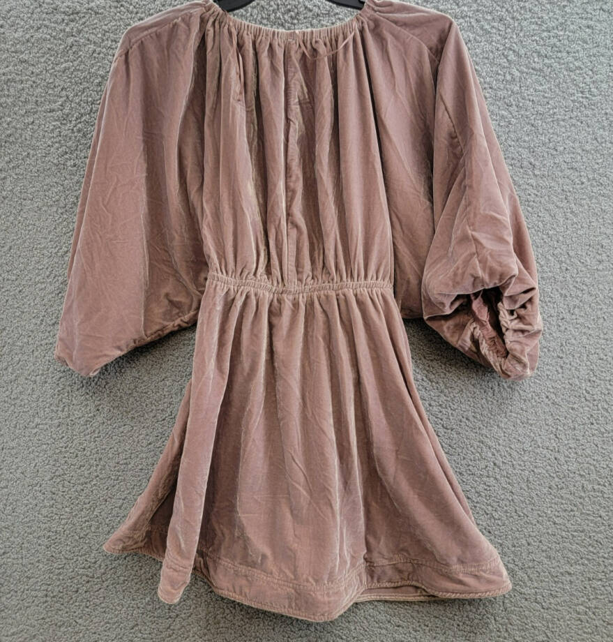 Free People Portia Velvet Mini Dress Women's M Winter Bloom V-Neck 3/4 Sleeve