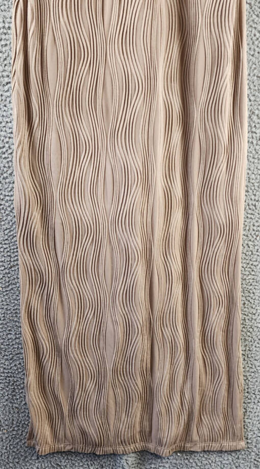 Siena Wavy-Texture Sleeveless Maxi Dress Women's 16 Taupe V-Neck Zip Closure~