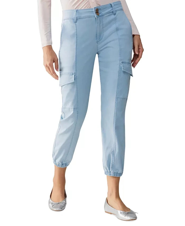 Sanctuary Rebel Cropped Mid-Rise Cargo Pants Womens 27 Ultra Pale Button Closure