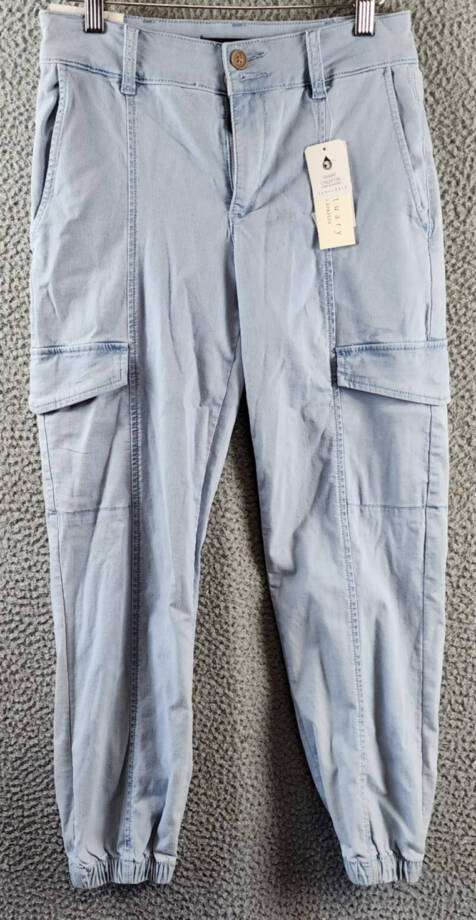 Sanctuary Rebel Cropped Mid-Rise Cargo Pants Womens 27 Ultra Pale Button Closure