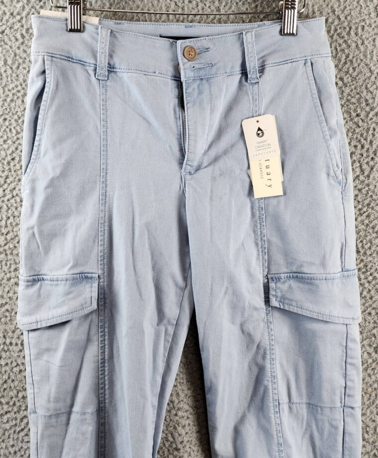 Sanctuary Rebel Cropped Mid-Rise Cargo Pants Womens 27 Ultra Pale Button Closure