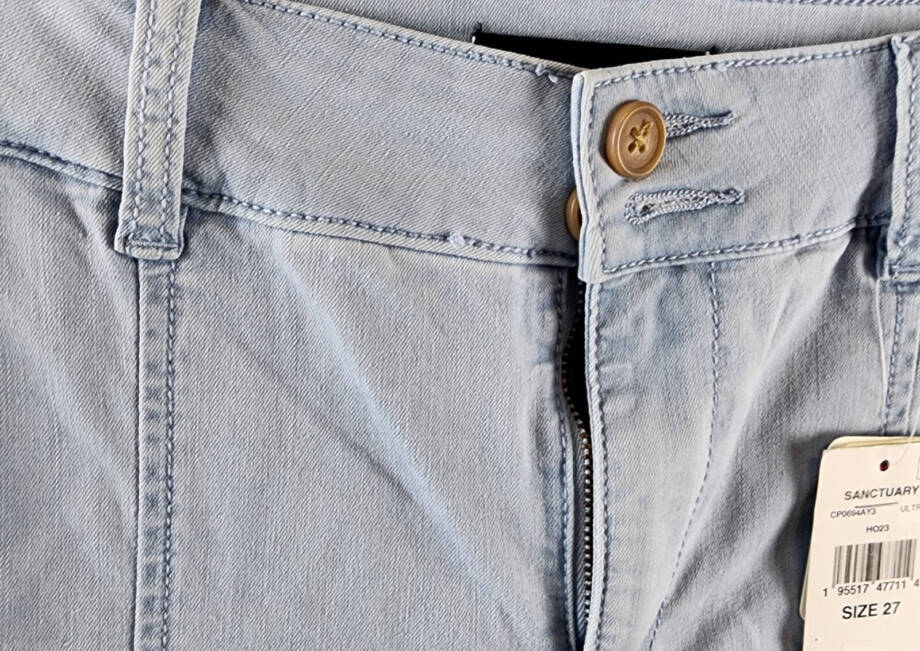 Sanctuary Rebel Cropped Mid-Rise Cargo Pants Womens 27 Ultra Pale Button Closure