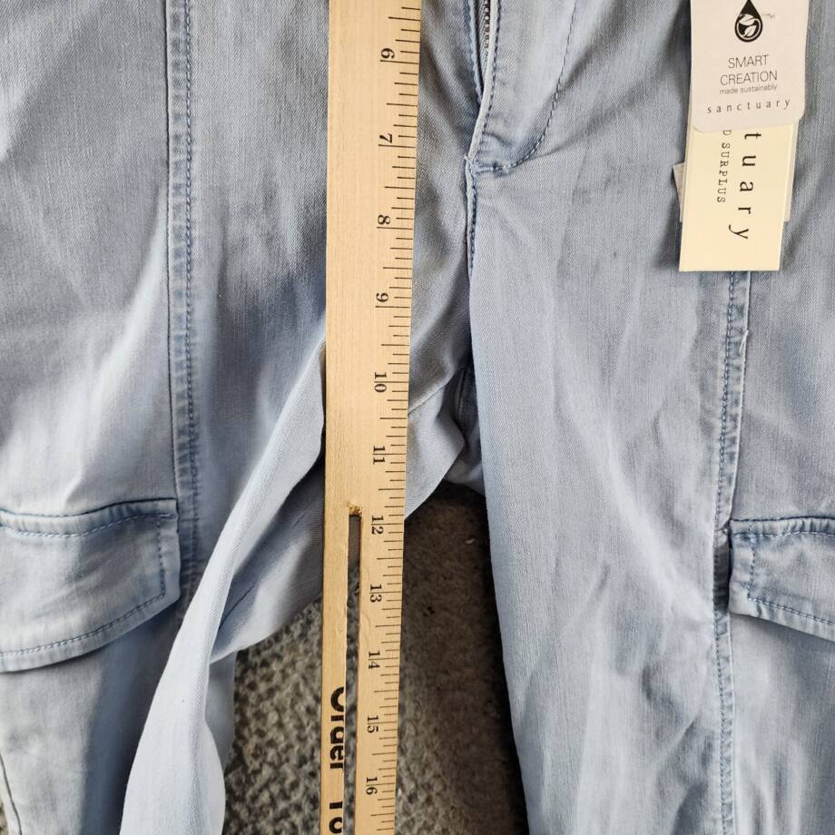 Sanctuary Rebel Cropped Mid-Rise Cargo Pants Womens 27 Ultra Pale Button Closure