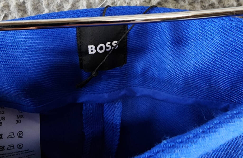 BOSS Talia Wool Blend Flare Leg Pants Women's 8 Bright Blue Solid Side Pockets